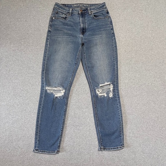 American Eagle Outfitters Denim - American Eagle Jeans Womens‎ 2 Blue Mom Chewed Hem Mid Rise Stretch Denim